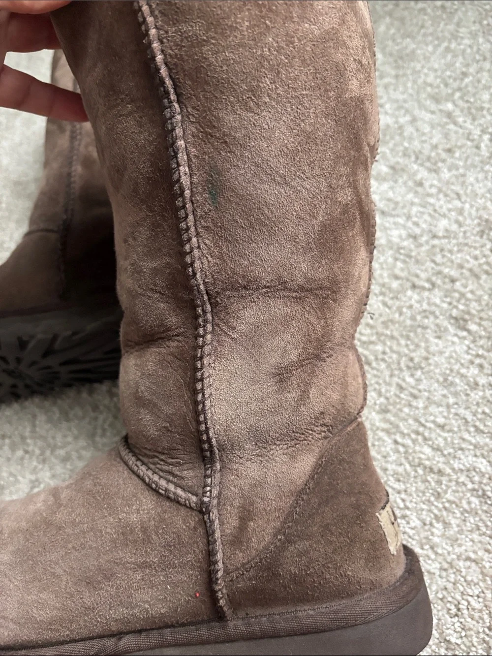 UGG Chocolate Suede Mid-Calf Shearling Boots